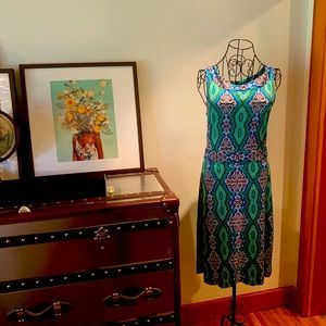 Tori Burch blue pattern midi dress